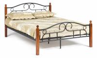 Кровать AT-808 Wood slat base дерево гевея/металл, 120*200 см (middle bed), красный дуб/черный фото Кровать AT-808 Wood slat base дерево гевея/металл, 120*200 см (middle bed), красный дуб/черный. Фото №1