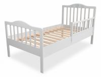 Кровать Лилу Птички НМ 041.06 М + НМ 041.06-01 Ограждение, Белый/Голубой (эмаль), Фанера, п/м. Фото №1