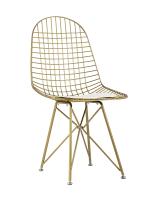 Стул обеденный Eiffel золотой с белой подушкой фото Стул обеденный Eiffel золотой с белой подушкой. Фото №1