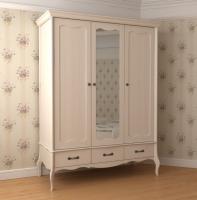 Шкаф 3х-дверный Лебо (бежевый воск) с зеркалом фото Шкаф 3х-дверный Лебо (бежевый воск) с зеркалом