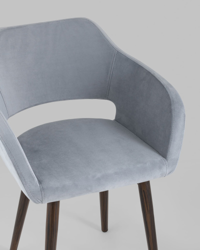 Стул с подлокотниками Саймон велюр серый. Фото №9
