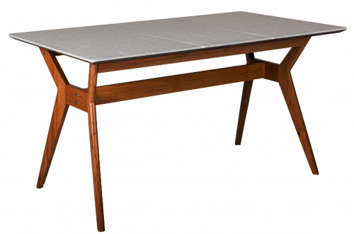 Стол Нарвик раскладной 120-160 ОРЕХ-Мрамор Бьянко. Фото №1