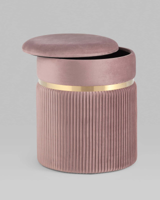 Пуф Миранда с ящиком велюр розовый фото Пуф Миранда с ящиком велюр розовый. Фото №4