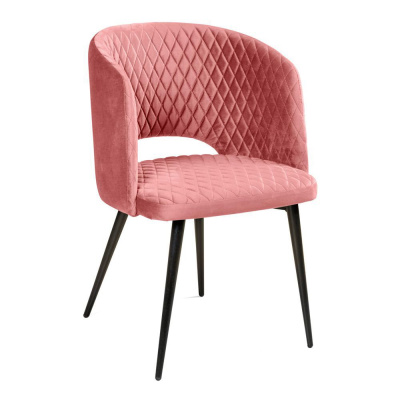 Стул Базель коралловый с прострочкой с черными ножками. Фото №2