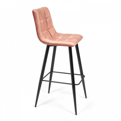 Стул барный CHILLY (mod.7095) ткань/металл, 50х44х104 см, высота до сиденья 76 см, коралловый barkhat 15 /черный (поставляется по 2 шт). Фото №2