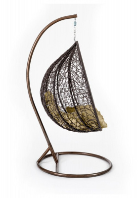 Кресло подвесное (mod. SC-003) с подушкой Металл/Искусственный ротанг, стойка: 105х105х195 см, корзина: 105х68х118 см, стойка:медный,корзина. Фото №2