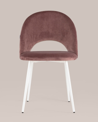 Стул Меган велюр с ромбами пыльно-розовый белые ножки. Фото №5