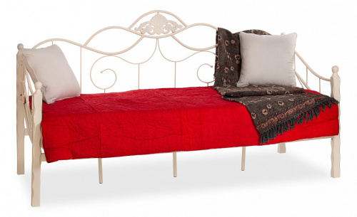 Кровать CANZONA Wood slat base дерево гевея/металл, 90*200 см (Day bed), Белый (butter white). Фото №1