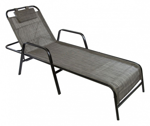 Шезлонг с регулируемой спинкой и подлокотниками ALANYA Черный. Фото №1
