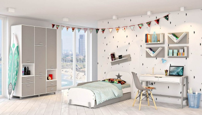 Полка навесная Polini Kids Mirum, белый. Фото