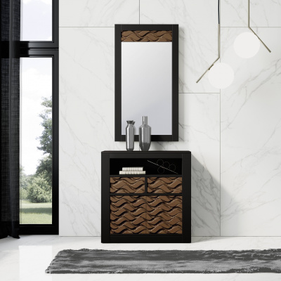 Узкая тумба NORA 3048.4 Negro mate/Cedro. Фото №2