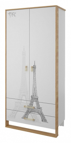 Сити СТЛ.336.09 Шкаф 2 дв. с 2-мя ящ. Бело-серый/Дуб небраска. Фото №1