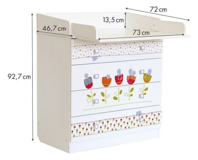 Комод пеленальный Polini kids Simple 1580 Сонные котята, белый. Фото №4