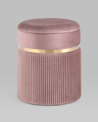 Пуф Миранда с ящиком велюр розовый фото Пуф Миранда с ящиком велюр розовый. Фото №3