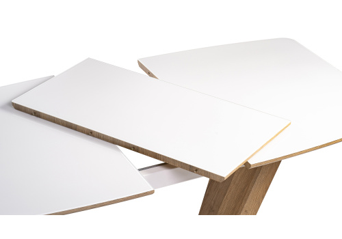 Стол стеклянный Питер 120(160)х80 ультра белый / дуб вотан. Фото №4