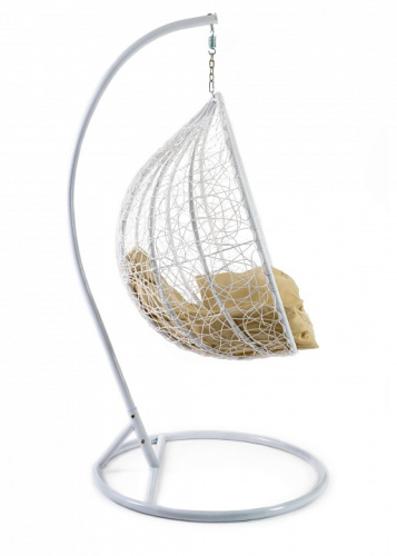Кресло подвесное (mod. SC-003) с подушкой Металл/Искусственный ротанг, стойка: 105х105х195 см, корзина: 105х68х118 см, стойка:белый,корзина:. Фото №2