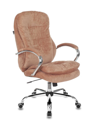 Кресло руководителя Бюрократ T-9950SL Fabric светло-коричневый Velvet 90 крестовина металл хром. Фото №2