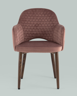 Стул Венера Хани велюр пыльно-розовый ножки дерево. Фото