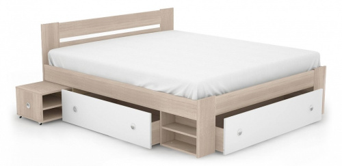 Стелла Кровать 160 Дуб сонома/Белый фото Стелла Кровать 160 Дуб сонома/Белый. Фото №1