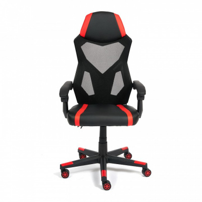 Кресло iRock кож/зам, черный/красный. Фото