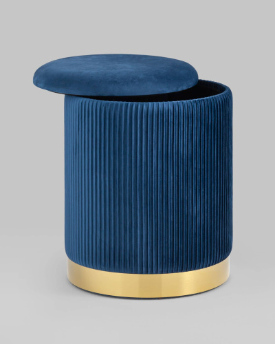 Пуф Шарлотта с ящиком велюр синий. Фото №4