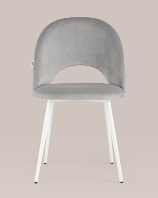 Стул Меган велюр с ромбами светло-серый белые ножки фото Стул Меган велюр с ромбами светло-серый белые ножки. Фото №5