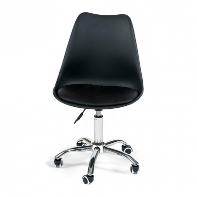Офисное кресло TULIP (mod.106) металл/пластик/PU, 47x48x80+14см, черный/хром (поставляется по 4 шт). Фото