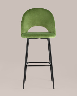 Стул барный Меган велюр травяной. Фото