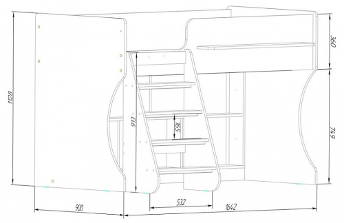 Кровать-чердак Р436 Капризун 2, древесина коричневая светлая дуб фото Кровать-чердак Р436 Капризун 2, древесина коричневая светлая дуб. Фото №6