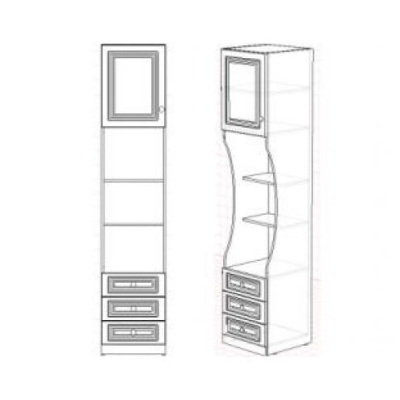 Стеллаж с 3-мя выдвижными ящикамии дверкой АЙС. Фото