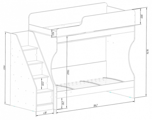 Кровать двухъярусная Р443 Капризун 6, голубой. Фото №7