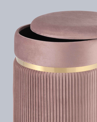 Пуф Миранда с ящиком велюр розовый фото Пуф Миранда с ящиком велюр розовый. Фото №5